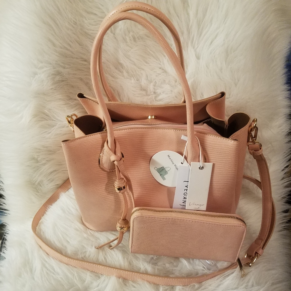 EXPRESS MAUVE HIGH QUALITY TEXTURED TOTE SET